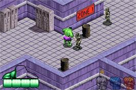 In game image of Incredible Hulk on the Nintendo Game Boy Advance.