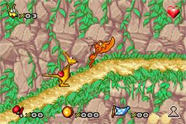 In game image of Kao the Kangaroo on the Nintendo Game Boy Advance.