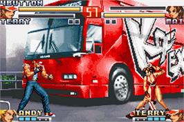In game image of King of Fighters EX2: Howling Blood on the Nintendo Game Boy Advance.