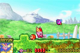 In game image of Kirby: Nightmare in Dreamland on the Nintendo Game Boy Advance.