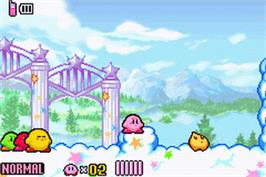 In game image of Kirby and the Amazing Mirror on the Nintendo Game Boy Advance.