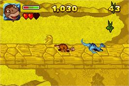 In game image of Land Before Time on the Nintendo Game Boy Advance.