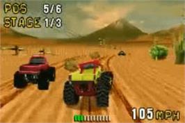 In game image of Monster Truck Madness on the Nintendo Game Boy Advance.