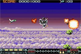 In game image of Phalanx on the Nintendo Game Boy Advance.