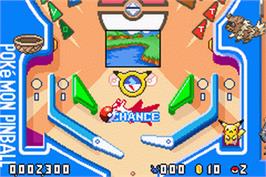In game image of Pokemon Pinball: Ruby & Sapphire on the Nintendo Game Boy Advance.