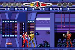 In game image of Power Rangers: Time Force on the Nintendo Game Boy Advance.