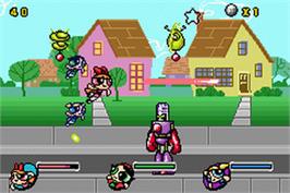 In game image of Powerpuff Girls: Mojo Jojo A-Go-Go on the Nintendo Game Boy Advance.