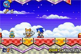 In game image of Sonic Advance 3 on the Nintendo Game Boy Advance.