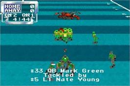 In game image of Sports Illustrated for Kids: Football on the Nintendo Game Boy Advance.