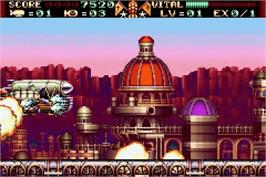 In game image of Steel Empire on the Nintendo Game Boy Advance.