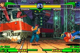 In game image of Street Fighter Alpha 3 on the Nintendo Game Boy Advance.