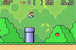 In game image of Super Mario World: Super Mario Advance 2 on the Nintendo Game Boy Advance.