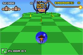 In game image of Super Monkey Ball Jr. on the Nintendo Game Boy Advance.
