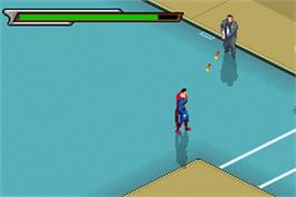 In game image of Superman: Countdown to Apokolips on the Nintendo Game Boy Advance.
