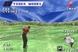 In game image of Tiger Woods PGA Tour Golf on the Nintendo Game Boy Advance.