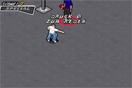 In game image of Tony Hawk's American Sk8land on the Nintendo Game Boy Advance.