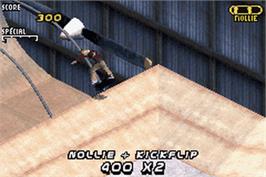 In game image of Tony Hawk's Pro Skater 2 on the Nintendo Game Boy Advance.