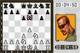 In game image of Virtual Kasparov on the Nintendo Game Boy Advance.