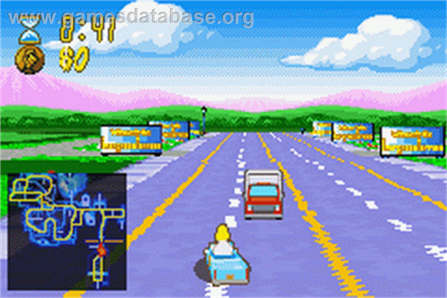 Simpsons: Road Rage - Nintendo Game Boy Advance - Artwork - In Game
