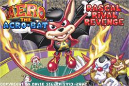 Title screen of Aero the Acro-Bat: Rascal Rival Revenge on the Nintendo Game Boy Advance.