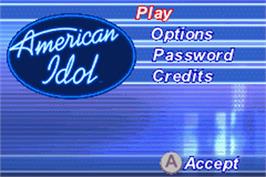 Title screen of American Idol on the Nintendo Game Boy Advance.