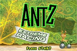 Title screen of Antz Extreme Racing on the Nintendo Game Boy Advance.