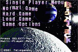 Title screen of BackTrack on the Nintendo Game Boy Advance.