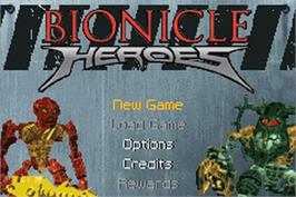 Title screen of Bionicle Heroes on the Nintendo Game Boy Advance.