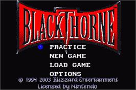 Title screen of Blackthorne on the Nintendo Game Boy Advance.