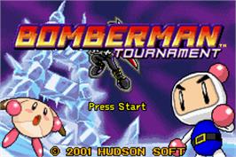 Title screen of Bomberman Tournament on the Nintendo Game Boy Advance.