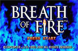 Title screen of Breath of Fire on the Nintendo Game Boy Advance.