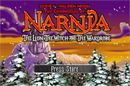 Title screen of Chronicles of Narnia: The Lion, the Witch and the Wardrobe on the Nintendo Game Boy Advance.