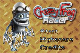 Title screen of Crazy Frog Racer on the Nintendo Game Boy Advance.