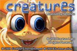 Title screen of Creatures on the Nintendo Game Boy Advance.