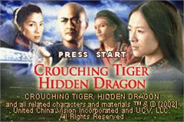 Title screen of Crouching Tiger, Hidden Dragon on the Nintendo Game Boy Advance.