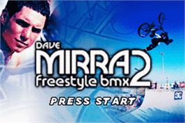 Title screen of Dave Mirra Freestyle BMX 2 on the Nintendo Game Boy Advance.