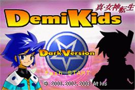 Title screen of DemiKids: Dark Version on the Nintendo Game Boy Advance.