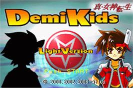 Title screen of DemiKids: Light Version on the Nintendo Game Boy Advance.