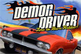 Title screen of Demon Driver: Time to Burn Rubber on the Nintendo Game Boy Advance.