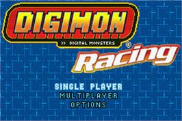 Title screen of Digimon Racing on the Nintendo Game Boy Advance.