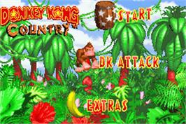 Title screen of Donkey Kong Country on the Nintendo Game Boy Advance.