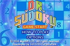 Title screen of Dr. Sudoku on the Nintendo Game Boy Advance.