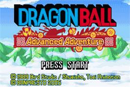 Title screen of Dragonball: Advanced Adventure on the Nintendo Game Boy Advance.