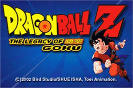 Title screen of Dragonball Z: The Legacy of Goku on the Nintendo Game Boy Advance.