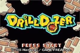 Title screen of Drill Dozer on the Nintendo Game Boy Advance.