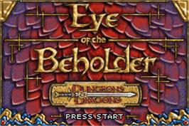 Title screen of Dungeons & Dragons: Eye of the Beholder on the Nintendo Game Boy Advance.