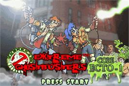 Title screen of Extreme Ghostbusters: Code Ecto-1 on the Nintendo Game Boy Advance.