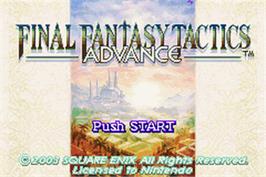 Title screen of Final Fantasy Tactics Advance on the Nintendo Game Boy Advance.