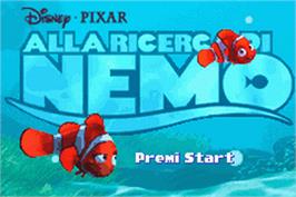 Title screen of Finding Nemo on the Nintendo Game Boy Advance.