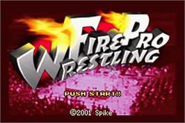 Title screen of Fire Pro Wrestling on the Nintendo Game Boy Advance.
